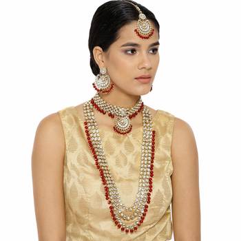 Latest Gold Plated Kundan Pearl Fancy Necklace Jewellery Set for Women Bridal 2