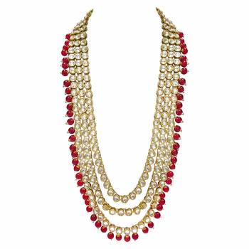 Latest Gold Plated Kundan Pearl Fancy Necklace Jewellery Set for Women Bridal 4