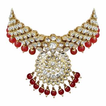 Latest Gold Plated Kundan Pearl Fancy Necklace Jewellery Set for Women Bridal 5