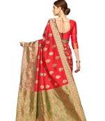  red woven jacquard saree with blouse