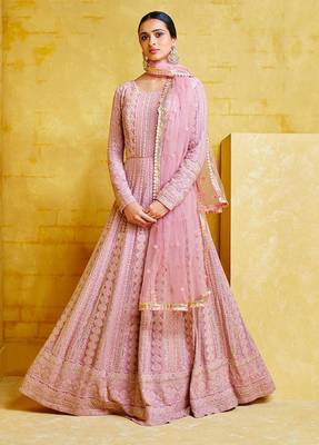 Light-purple embroidered georgette salwar 1