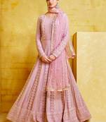 Light-purple embroidered georgette salwar