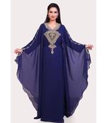 navy blue georgette embroidered zari work islamic kaftans