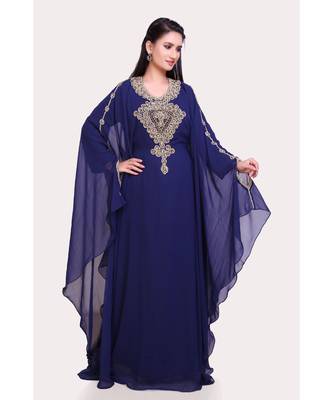 navy blue georgette embroidered zari work islamic kaftans 3