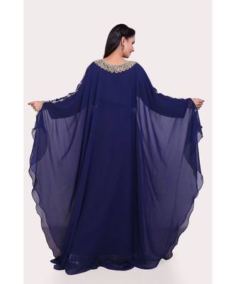 navy blue georgette embroidered zari work islamic kaftans 5
