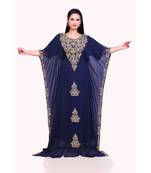 navy blue georgette embroidered zari work islamic kaftans