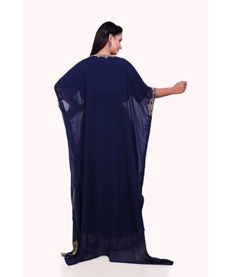 navy blue georgette embroidered zari work islamic kaftans 5