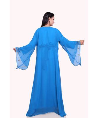 turquoise georgette embroidered zari work islamic kaftans 2