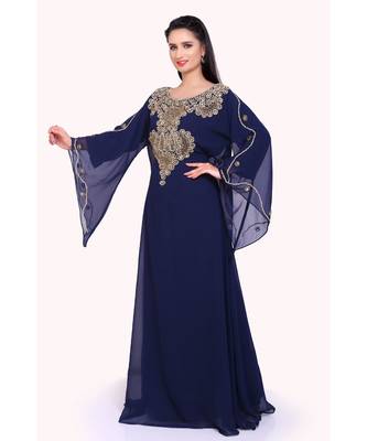navy blue georgette embroidered zari work islamic kaftans 2