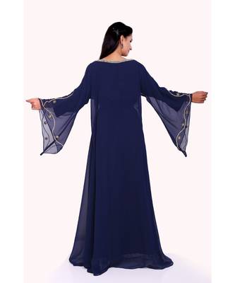 navy blue georgette embroidered zari work islamic kaftans 5