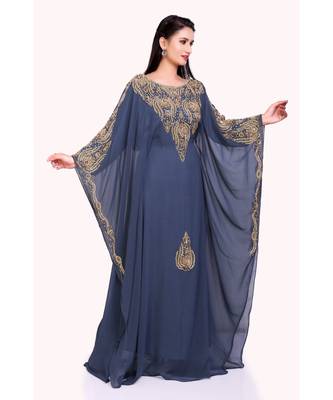 grey georgette embroidered zari work islamic kaftans 2