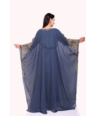 grey georgette embroidered zari work islamic kaftans 3