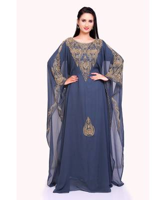 grey georgette embroidered zari work islamic kaftans 4