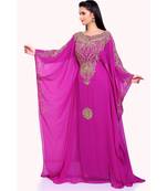 pink georgette embroidered zari work islamic kaftans