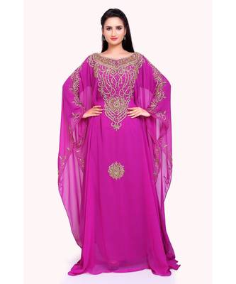 pink georgette embroidered zari work islamic kaftans 2