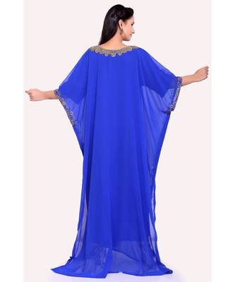 royal blue georgette embroidered zari work islamic kaftans 4