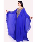royal blue georgette embroidered zari work islamic kaftans