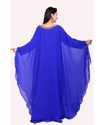 royal blue georgette embroidered zari work islamic kaftans 4