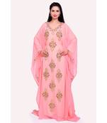 peach georgette embroidered zari work islamic kaftans