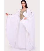 white georgette embroidered zari work islamic kaftans