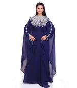 navy blue georgette embroidered zari work islamic kaftans