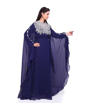 navy blue georgette embroidered zari work islamic kaftans 2