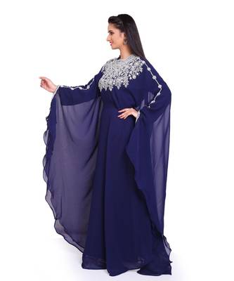 navy blue georgette embroidered zari work islamic kaftans 3
