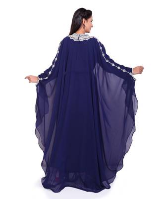 navy blue georgette embroidered zari work islamic kaftans 4