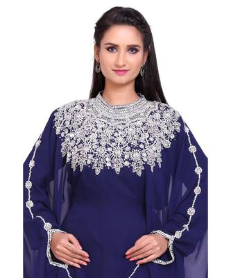 navy blue georgette embroidered zari work islamic kaftans 5