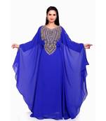 royal blue georgette embroidered zari work islamic kaftans