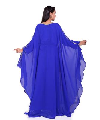 royal blue georgette embroidered zari work islamic kaftans 4