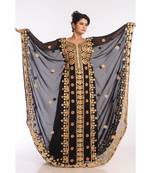 Black Georgette Embroidered Zari Work Islamic Kaftans