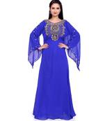 royal blue georgette embroidered zari work islamic kaftans
