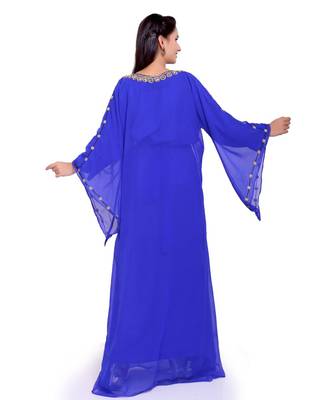 royal blue georgette embroidered zari work islamic kaftans 3