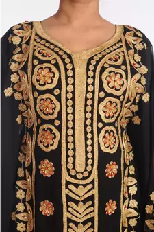 Black Georgette Embroidered Zari Work Islamic Kaftans