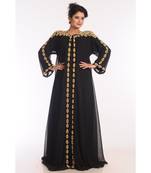 Black Georgette Embroidered Zari Work Islamic Kaftans