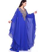 royal blue georgette embroidered zari work islamic kaftans
