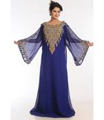 Blue Georgette Embroidered Zari Work Islamic Kaftans