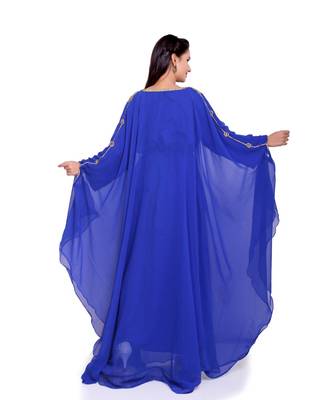 royal blue georgette embroidered zari work islamic kaftans 5