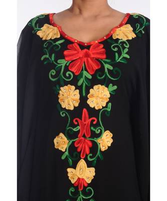 Black Georgette Embroidered Zari Work Islamic Kaftans 4