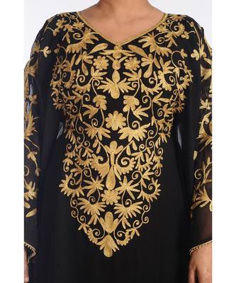 Black Georgette Embroidered Zari Work Islamic Kaftans 4