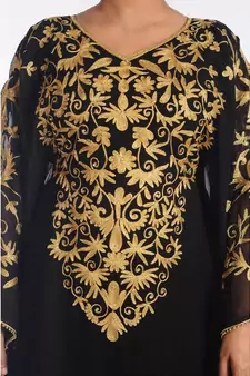 Black Georgette Embroidered Zari Work Islamic Kaftans