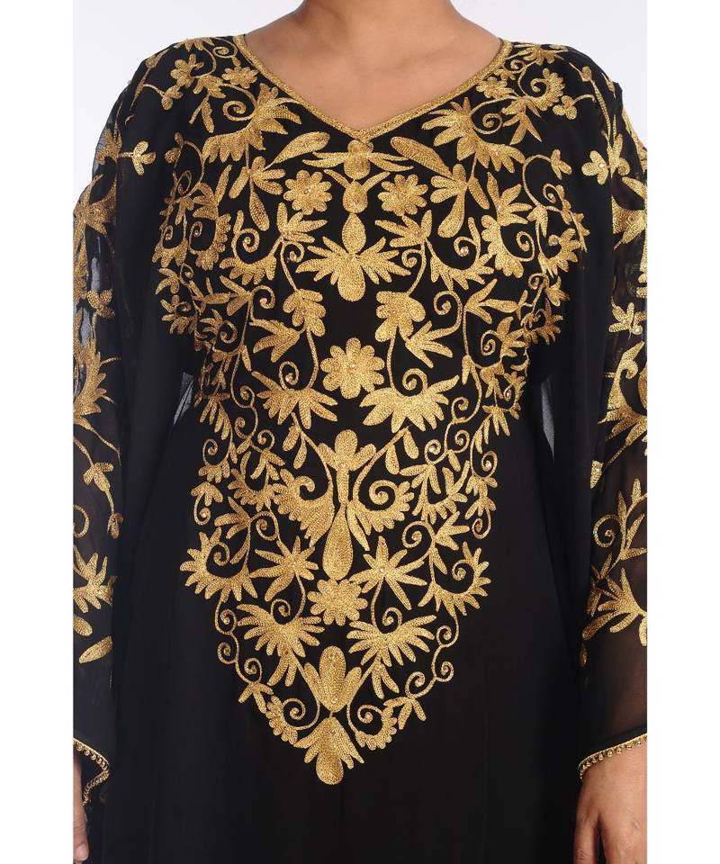 Black Georgette Embroidered Zari Work Islamic Kaftans
