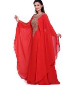 red georgette embroidered zari work islamic kaftans