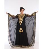 Black Georgette Embroidered Zari Work Islamic Kaftans