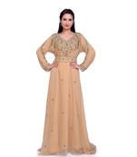 beige georgette embroidered zari work islamic kaftans