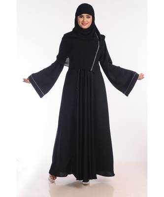 Black Nida Embroidered Zari Work Abaya 1