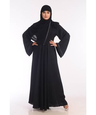 Black Nida Embroidered Zari Work Abaya 2