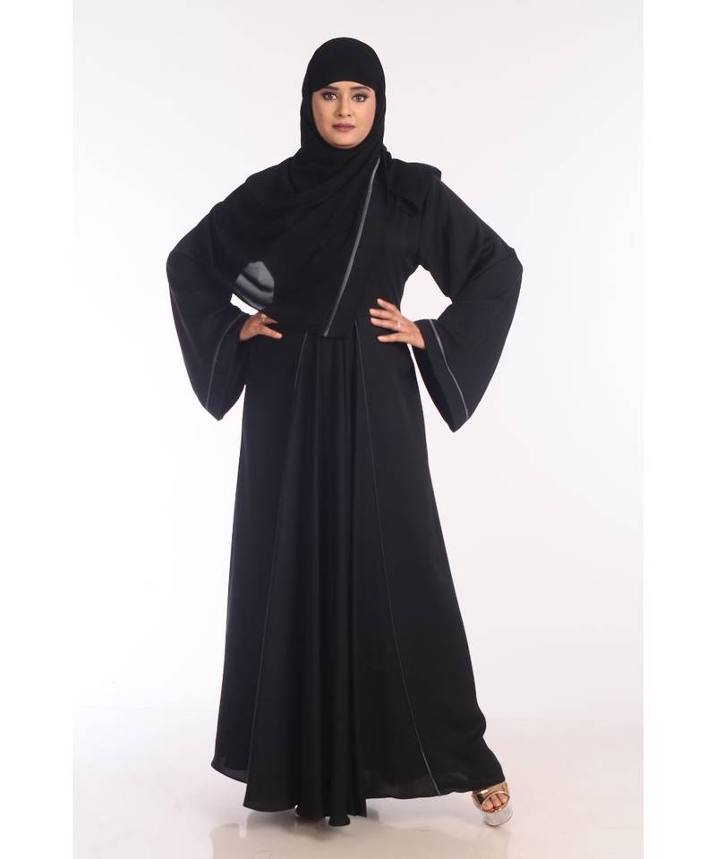 Black Nida Embroidered Zari Work Abaya