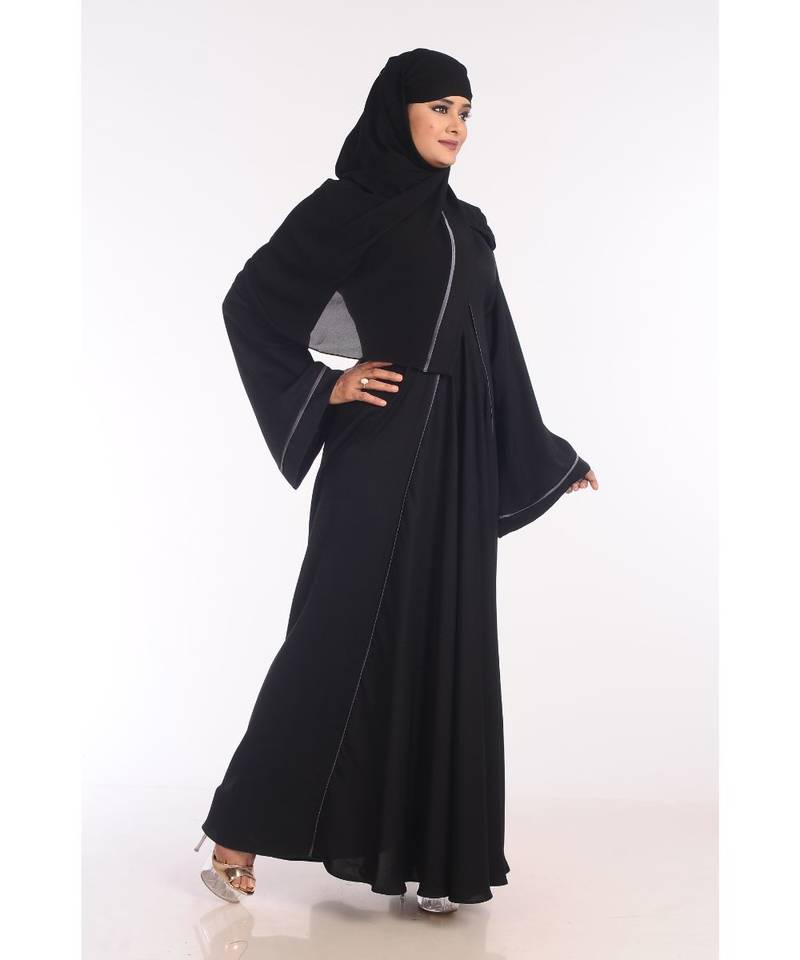 Black Nida Embroidered Zari Work Abaya